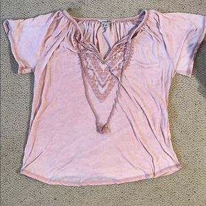 Lucky Brand  Blush Pink Short Sleeve Blouse